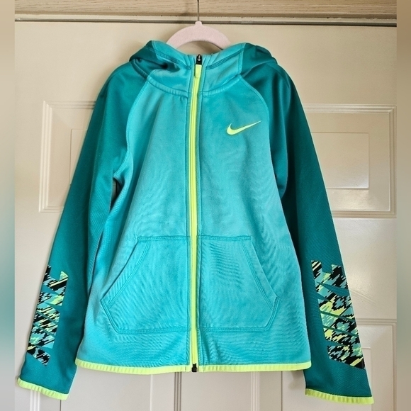 Girl's Nike Dri-Fit Zip-Up Hoodie Teal Blue Green - Picture 1 of 11